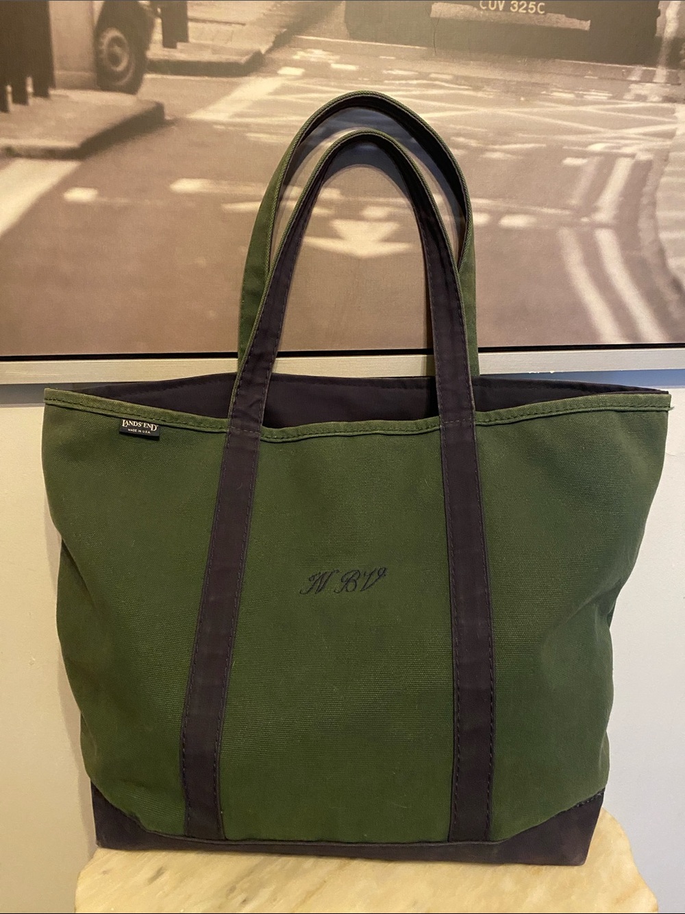 Lands End canvas Boat Tote Bag